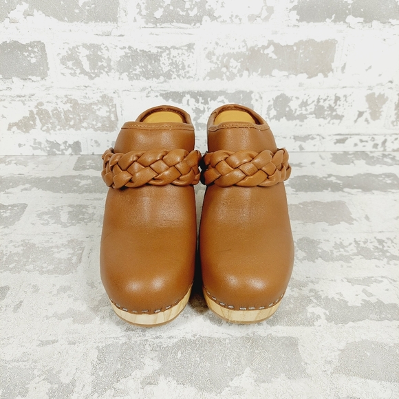 NEW Dolce Vita Hila Brown Leather Block Heel Slide In Clogs V401 - Picture 7 of 10